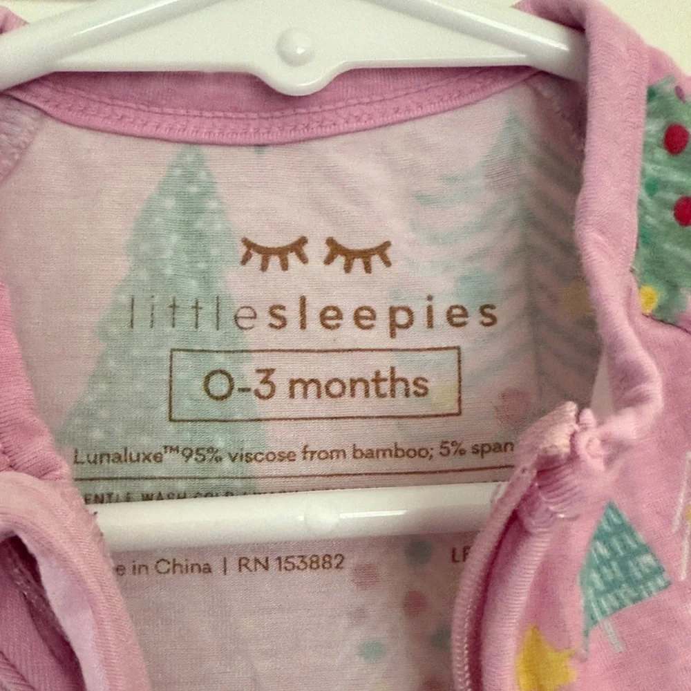 Little Sleepies Pink and Green Tree Footie - Picture 2 of 3